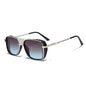 (6 PACK) Wholesale Sunglasses Vintage Metal Double Bridge Unisex Fashion Square Aviator Unique Punk 2023 - BulkSunglassesWholesale.com - Silver Frame Grey Blue Lens Gradient