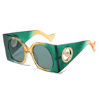 (6 PACK) Wholesale Sunglasses Oversized Women Round Jelly Fashion Vintage Unique 2023 - BulkSunglassesWholesale.com - Green Tea Frame Green Lens