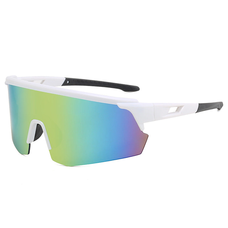 (12 PACK) Wholesale Sports Sunglasses New Arrival Outdoor Windproof Cycling Unisex Sport 2024 - BulkSunglassesWholesale.com - White Frame Yellow Mirrored