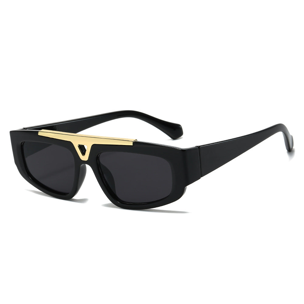 (6 PACK) Wholesale Sunglasses New Arrival Small Fashion Unique Metal Hollow 2023 - BulkSunglassesWholesale.com - Black Frame Black Lens