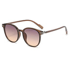 (6 PACK) Wholesale Sunglasses Fashion Korean Round Oversized Women Street Trendy 2024 - BulkSunglassesWholesale.com - Clear Tea Frame Grey Pink Lens