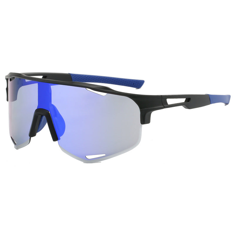 (12 PACK) Wholesale Sports Sunglasses New Arrival Semirimless Outdoor Cycling Sport Unisex 2023 - BulkSunglassesWholesale.com - Black Frame Blue Mirrored