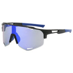 (12 PACK) Wholesale Sports Sunglasses New Arrival Semirimless Outdoor Cycling Sport Unisex 2023 - BulkSunglassesWholesale.com - Black Frame Blue Mirrored