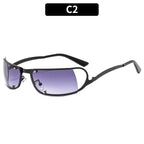 (6 PACK) Wholesale Sunglasses New Arrival Metal Vintage Women Y2K Punk Hip Hop 2023 - BulkSunglassesWholesale.com - Black Frame Gradient Black Lens