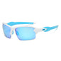 (12 PACK) Wholesale Sports Sunglasses 2023 - BulkSunglassesWholesale.com - White Blue Mirrored
