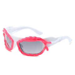 (6 PACK) Wholesale Sunglasses 2023 - BulkSunglassesWholesale.com - White Frame Black Lens ( Red )