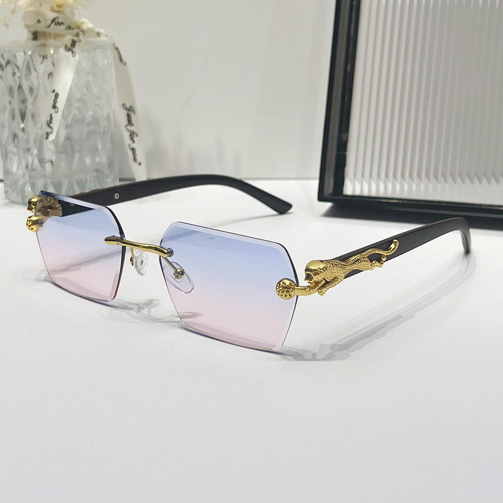 (6 PACK) Wholesale Sunglasses New Arrival Vintage Wood Grain Square 2024 - BulkSunglassesWholesale.com - Gold Frame Blue Pink Lens