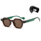 (6 PACK) Wholesale Sunglasses Polygon Women Small Men New Arrival 2023 - BulkSunglassesWholesale.com - Tea Frame Green Temple Black Grey