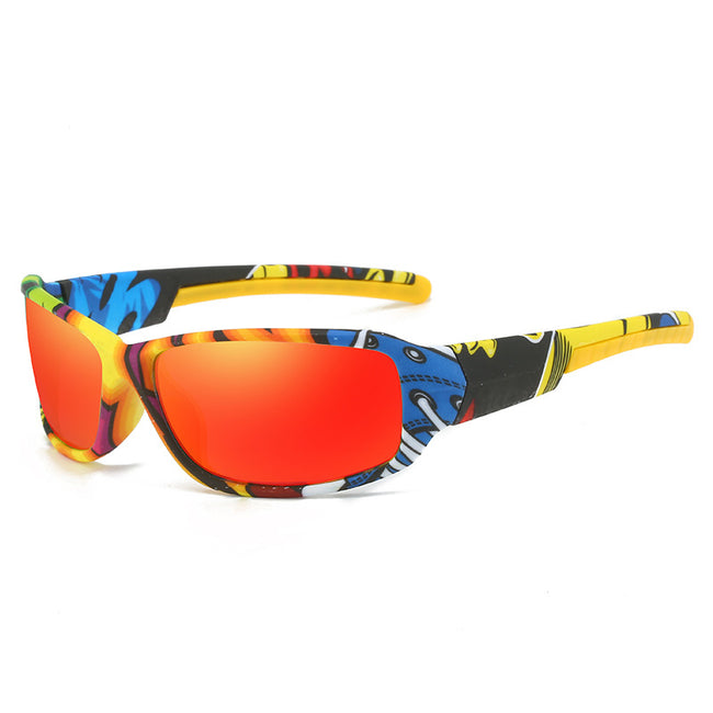 (12 PACK) Wholesale Sports Sunglasses New Arrival Polarized Night Vision Cycling Unisex Outdoor Sport 2024 - BulkSunglassesWholesale.com - Blue Red Mirrored Hover Image