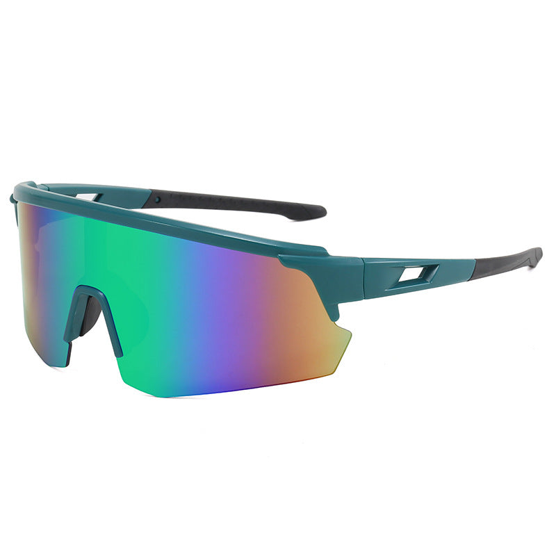 (12 PACK) Wholesale Sports Sunglasses New Arrival Outdoor Windproof Cycling Unisex Sport 2024 - BulkSunglassesWholesale.com - Green Frame Green Mirrored