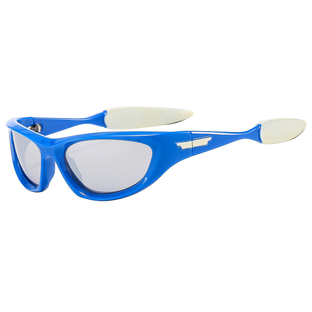 (12 PACK) Wholesale Sports Sunglasses New Arrival Men Outdoor Cycling Sport Fashion 2023 - BulkSunglassesWholesale.com - Blue Frame Mirrored Lens