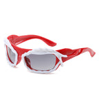 (6 PACK) Wholesale Sunglasses 2023 - BulkSunglassesWholesale.com - Red Frame Black Lens ( White )