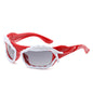 (6 PACK) Wholesale Sunglasses 2023 - BulkSunglassesWholesale.com - Red Frame Black Lens ( White )
