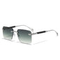 (6 PACK) Wholesale Sunglasses Metal New Arrival Small Cut Edge Rimless Women Men Fashion 2023 - BulkSunglassesWholesale.com - Silver Frame Gradient Green Gold