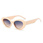 (6 PACK) Wholesale Sunglasses New Arrival Cat Eye Unique Fashion Pentagram Women 2023 - BulkSunglassesWholesale.com - Beige White Frame Blue Tea Lens