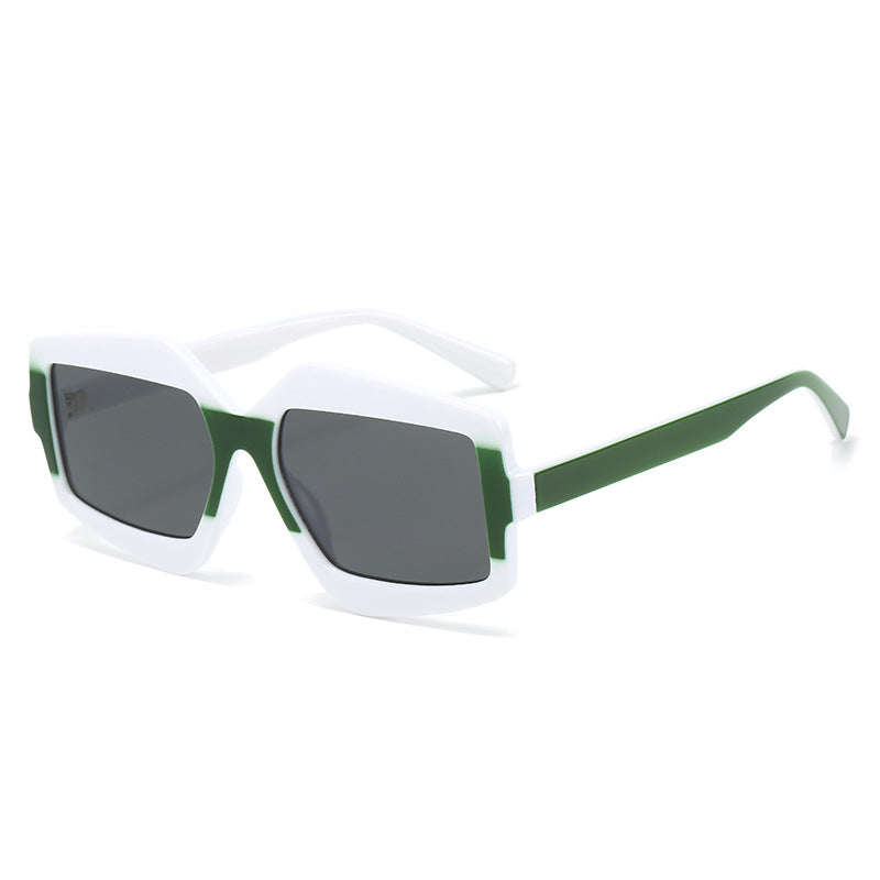 (6 PACK) Wholesale Sunglasses New Arrival Fashion Trendy Trendy Women 2023 - BulkSunglassesWholesale.com - White Green Frame Black Lens