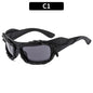 (6 PACK) Wholesale Sunglasses Unique Hip Hop Fashion Trendy 2023 - BulkSunglassesWholesale.com - Black Frame Black Black Lens