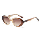 (6 PACK) Wholesale Sunglasses Oval Wire Core TR Unique New Arrival Hip Hop Street Trendy 2023 - BulkSunglassesWholesale.com - Clear Tea Frame Gradient Tea