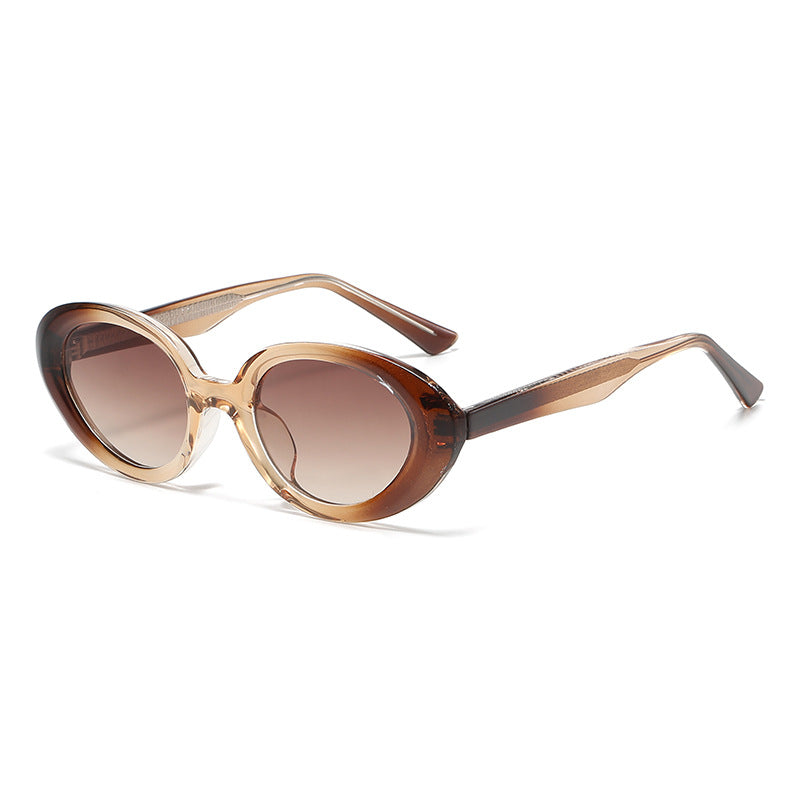 (6 PACK) Wholesale Sunglasses Oval Wire Core TR Unique New Arrival Hip Hop Street Trendy 2023 - BulkSunglassesWholesale.com - Clear Tea Frame Gradient Tea