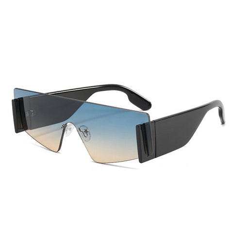 (6) PACK Wholesale Sunglasses 2023 - BulkSunglassesWholesale.com - Black Frame Blue Tea Lens