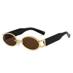 (6 PACK) Wholesale Sunglasses Vintage Small Women Trendy Street Korean 2023 - BulkSunglassesWholesale.com - Gold Frame Tea Lens