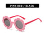 (6 PACK) Wholesale Sunglasses 2023 - BulkSunglassesWholesale.com - Pink Frame Red Temple Black Lens