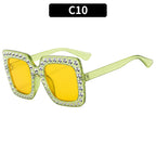(6 PACK) Wholesale Sunglasses Square Unique Women 2023 - BulkSunglassesWholesale.com - Green Frame Yellow Lens