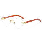 (6 PACK) Wholesale Sunglasses Trendy Rimless Cut Edge New Arrival Heart Colorful 2024 - BulkSunglassesWholesale.com - Gold Frame White