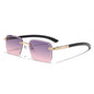 (6 PACK) Wholesale Sunglasses New Arrival Cut Edge Rimless Square Small Women Fashion 2023 - BulkSunglassesWholesale.com - Gold Frame Purple Pink Lens Frame
