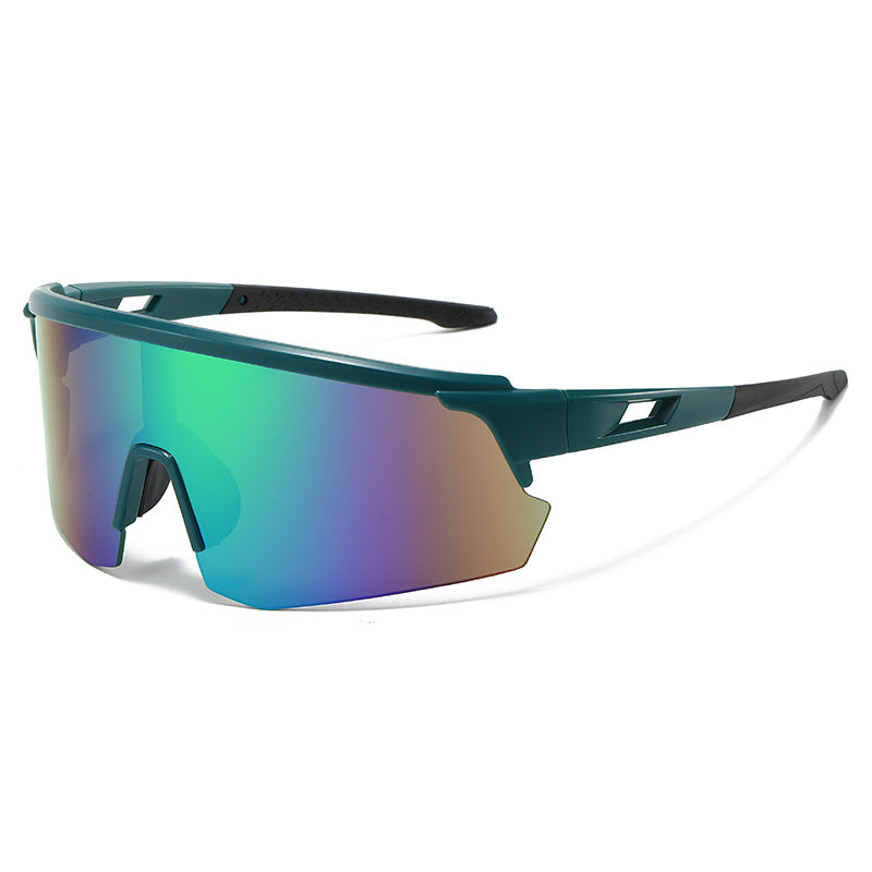 (12 PACK) Wholesale Sports Sunglasses New Arrival Outdoor Windproof Unisex Cycling Sport 2024 - BulkSunglassesWholesale.com - Green Frame Green Mirrored
