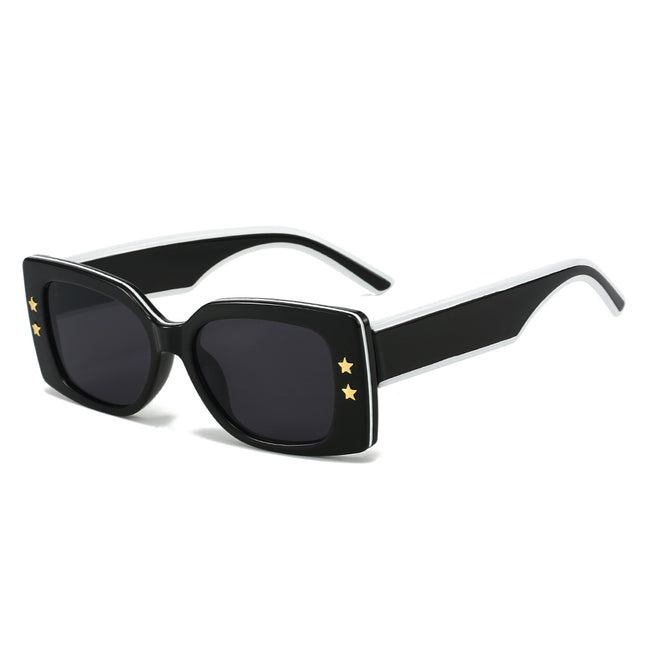 (6 PACK) Wholesale Sunglasses New Arrival Square Fashion Pentagram 2023 - BulkSunglassesWholesale.com - Black Frame Black Black Lens Hover Image