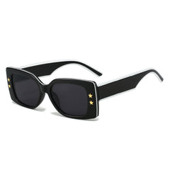 (6 PACK) Wholesale Sunglasses New Arrival Square Fashion Pentagram 2023 - BulkSunglassesWholesale.com - Black Frame Black Black Lens