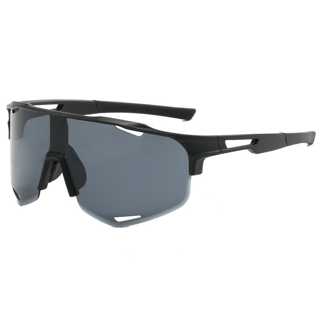 (12 PACK) Wholesale Sports Sunglasses New Arrival Semirimless Outdoor Cycling Sport Unisex 2023 - BulkSunglassesWholesale.com - Black Frame Black Lens Hover Image