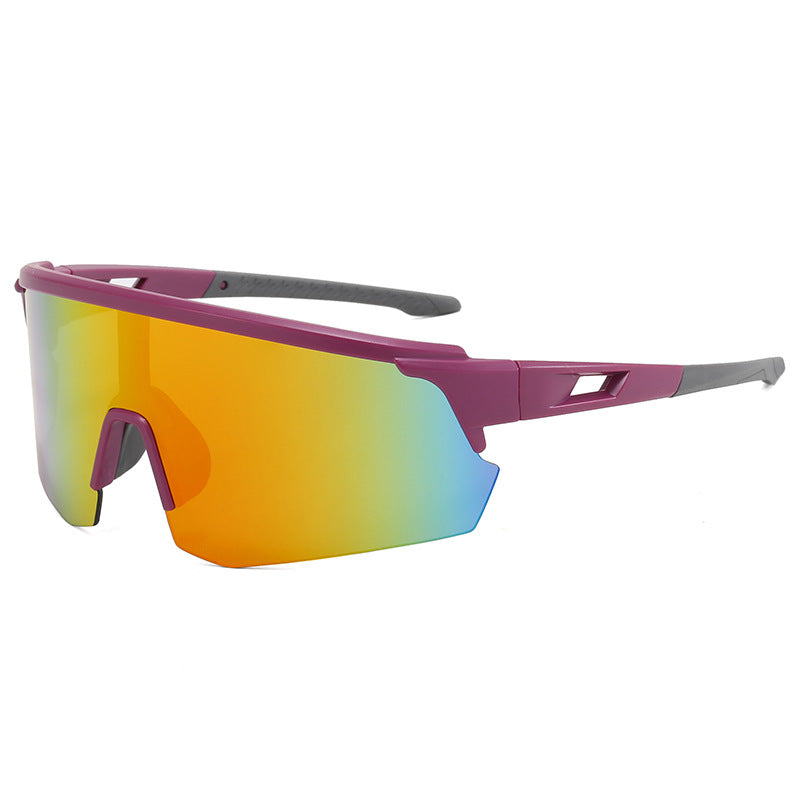 (12 PACK) Wholesale Sports Sunglasses New Arrival Outdoor Windproof Cycling Unisex Sport 2024 - BulkSunglassesWholesale.com - Purple Frame Purple Mirrored