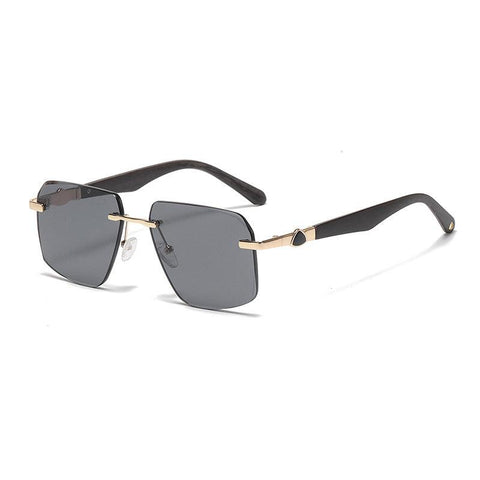 (6 PACK) Rimless Men Wood Wholesale Sunglasses 2022 M922301 - Bulk Sunglasses Wholesale