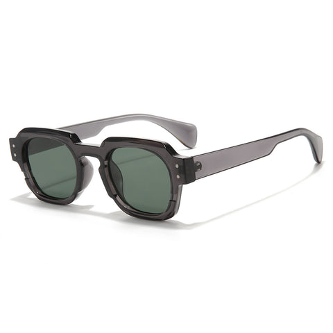 (6 PACK) Wholesale Sunglasses New Arrival Women Square Unique Cut Edge 2023 - BulkSunglassesWholesale.com - Clear Grey Frame Green