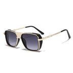 (6 PACK) Wholesale Sunglasses Vintage Metal Double Bridge Unisex Fashion Square Aviator Unique Punk 2023 - BulkSunglassesWholesale.com - Gold Frame Gradient Grey Gradient