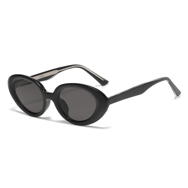 (6 PACK) Wholesale Sunglasses Oval Wire Core TR Unique New Arrival Hip Hop Street Trendy 2023 - BulkSunglassesWholesale.com - Black Frame Black Grey Hover Image