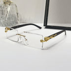 (6 PACK) Wholesale Sunglasses New Arrival Rimless Square Cut Edge Unique Fashion 2024 - BulkSunglassesWholesale.com - Clear Lens