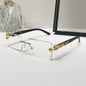 (6 PACK) Wholesale Sunglasses New Arrival Rimless Square Cut Edge Unique Fashion 2024 - BulkSunglassesWholesale.com - Clear Lens