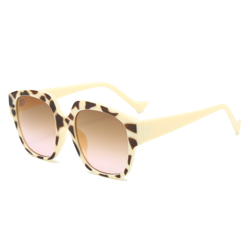(6 PACK) Wholesale Sunglasses New Arrival Fashion Trendy 2023 - BulkSunglassesWholesale.com - Yellow Leopard Print Frame Tea Pink Lens