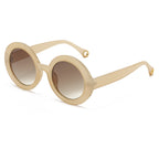 (6 PACK) Wholesale Sunglasses Fashion Round Colorful Unisex Street Trendy 2023 - BulkSunglassesWholesale.com - Tea Frame Gradient Tea