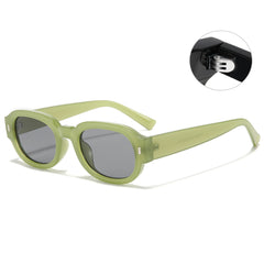 (6 PACK) Wholesale Sunglasses Vintage Small Women Men Fashion Rivet Oval Small 2023 - BulkSunglassesWholesale.com - Green Frame Black Grey Frame