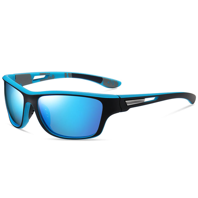 (6 PACK) Wholesale Sports Sunglasses 2023 - BulkSunglassesWholesale.com - Black Blue Frame Blue Lens () Hover Image