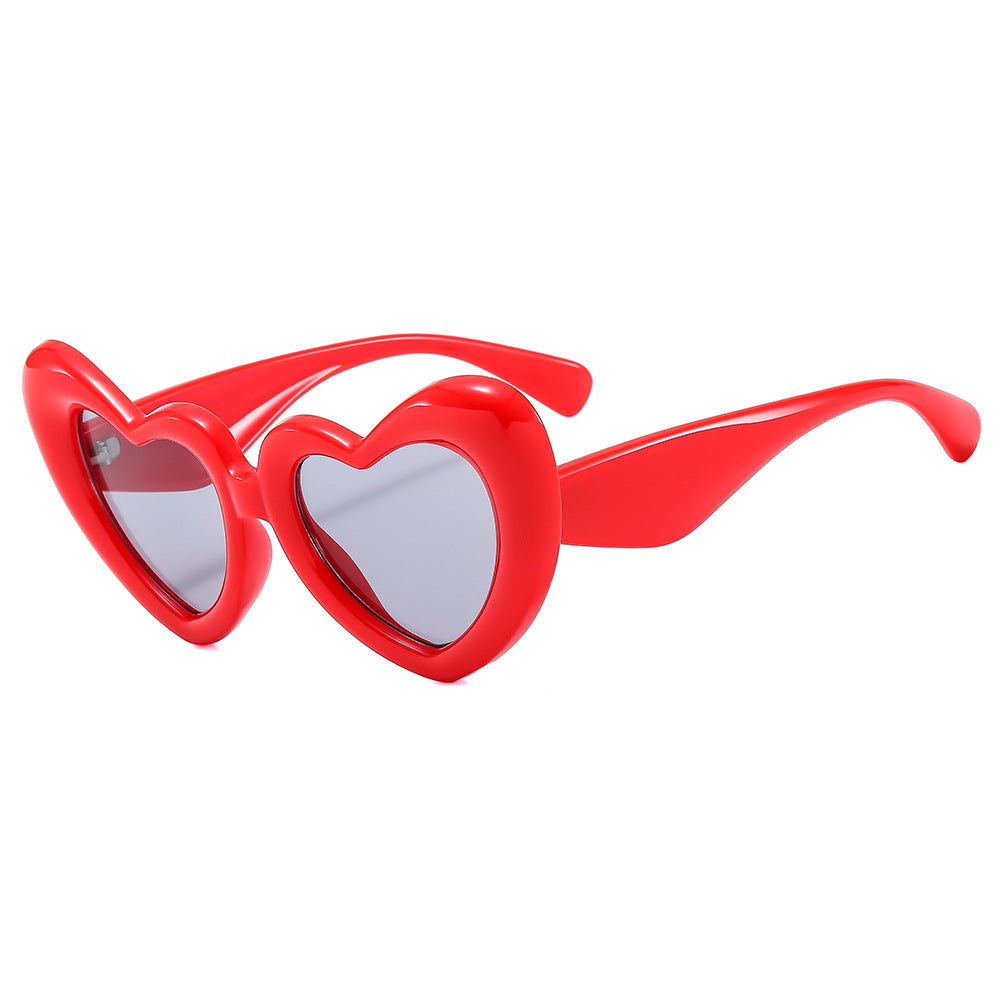 (6 PACK) Wholesale Sunglasses New Arrival Fashion Inflated Fashion Women 2023 - BulkSunglassesWholesale.com - Red Frame Black Lens