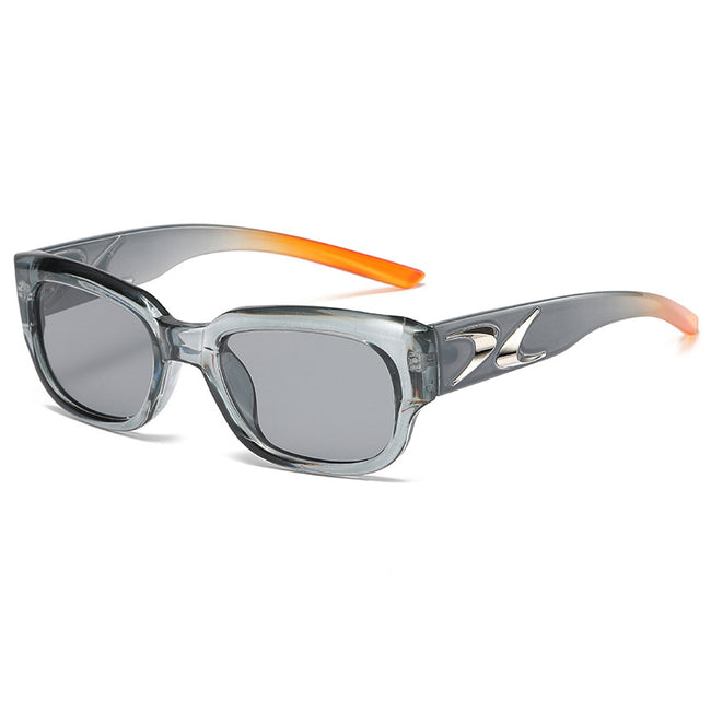 (6 PACK) Wholesale Sunglasses New Arrival Square Trendy Korean Vintage Women Unique Street 2024 - BulkSunglassesWholesale.com - Clear Grey Frame Black Lens Hover Image