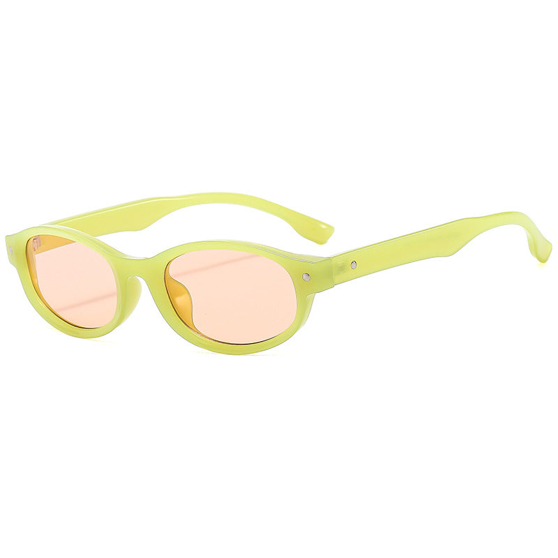 (6 PACK) Wholesale Sunglasses New Arrival Small Unique Fashion Candy Unisex 2023 - BulkSunglassesWholesale.com - Clear Green Frame Tea Lens