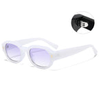 (6 PACK) Wholesale Sunglasses Vintage Small Women Men Fashion Rivet Oval Small 2023 - BulkSunglassesWholesale.com - White Frame Gradient Purple Frame