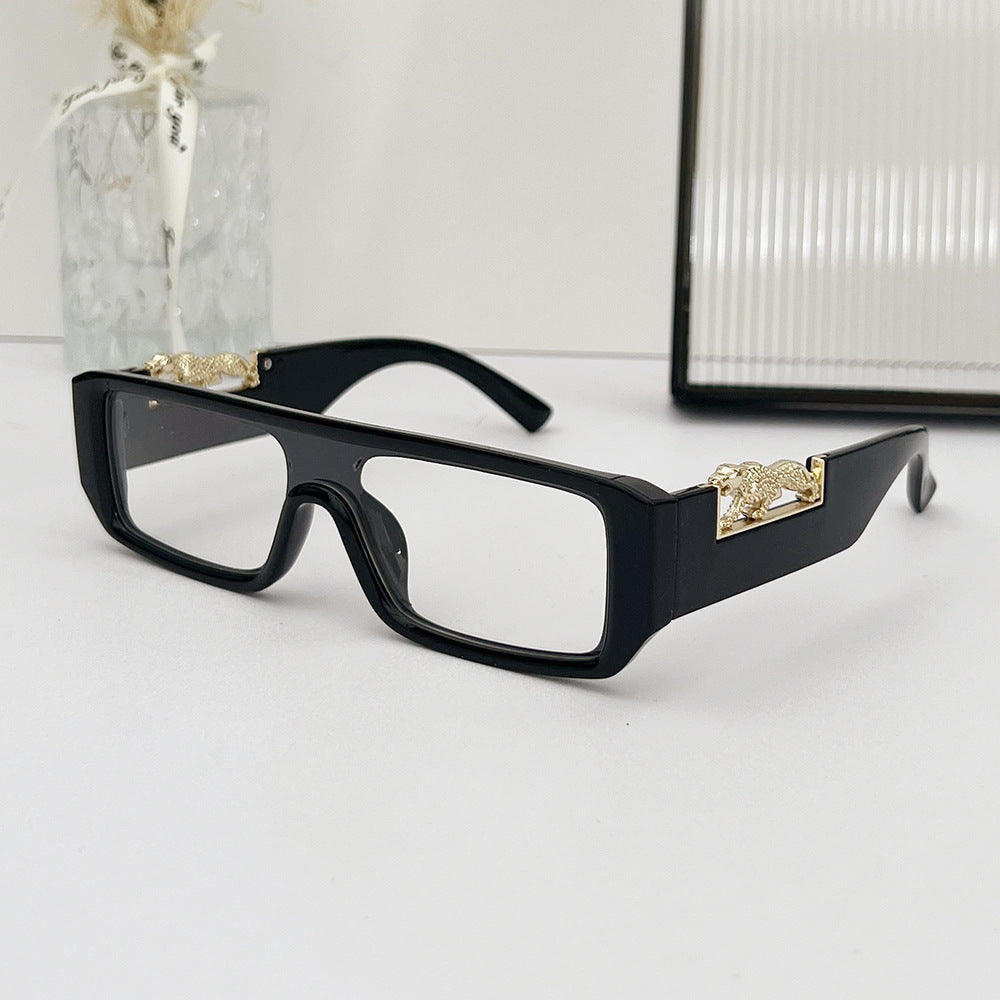 (6 PACK) Wholesale Sunglasses Small Vintage Square Trendy One Piece Unique 2024 - BulkSunglassesWholesale.com - Black Frame Clear Lens