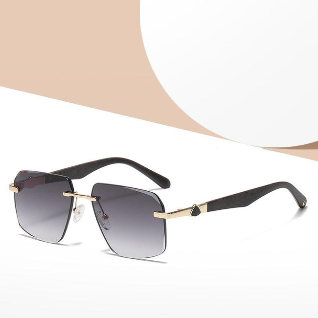 (6 PACK) Rimless Men Wood Wholesale Sunglasses 2022 M922301 Main Image